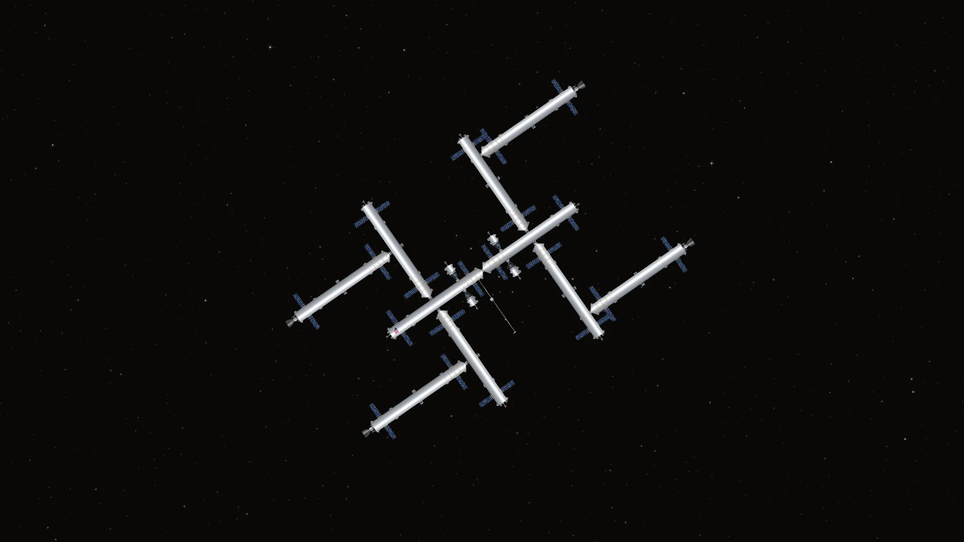 A large modular station with deployed solar panels